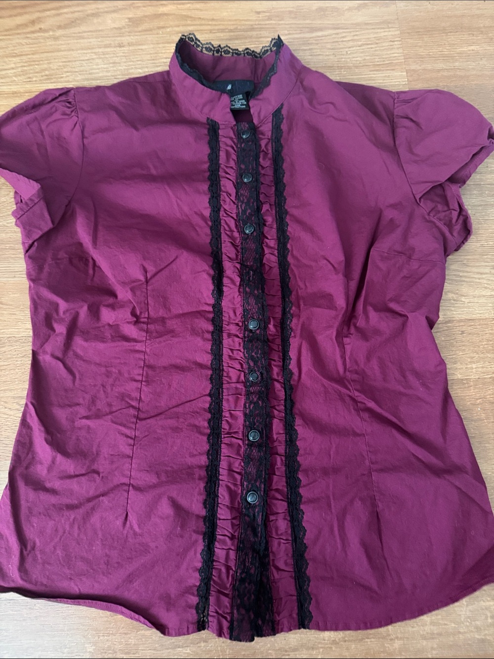 Y2K Morbid Threats Burgundy and black lace trim